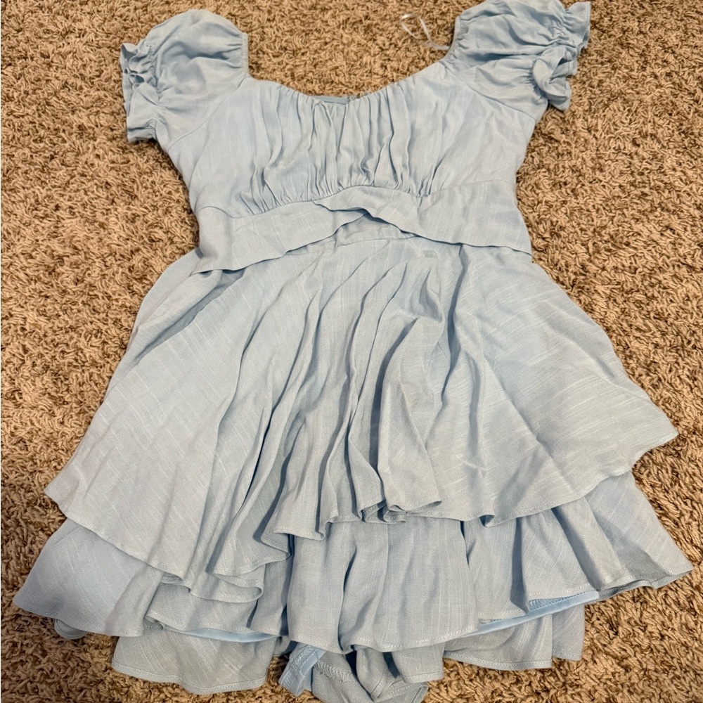 Altar’d State Light Blue Ruffled Dress
